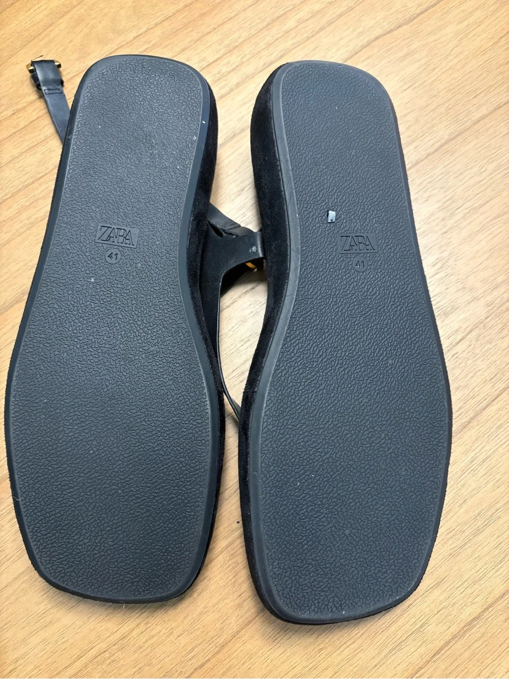 Zara Flatform leather sandals Black Women size 41 - Picture 2 of 3
